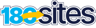 180sites logo featuring blue numbers and letters with a yellow arrow pointing to the right.